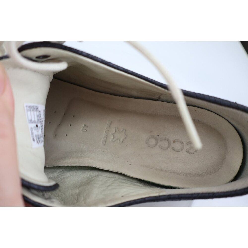 Ecco Women's Soft Sneaker Size 9 Casual Shoe Textured Blue Leather Crackle - Picture 13 of 14